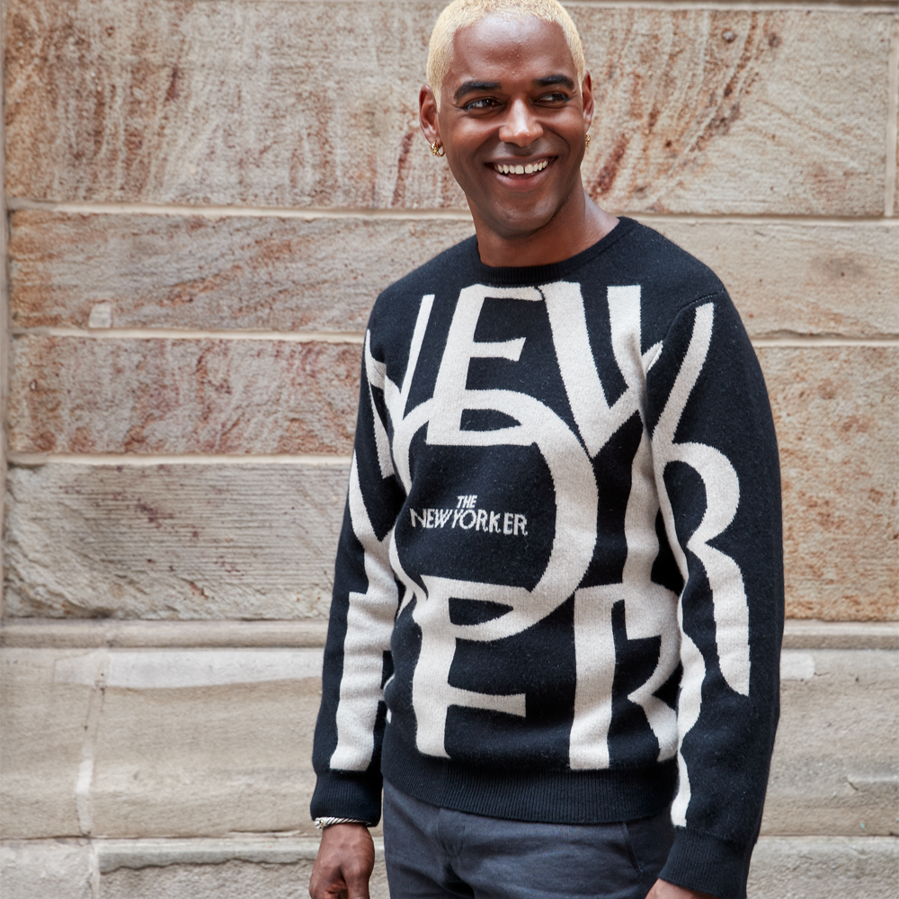 Garin x The New Yorker Cashmere Sweater in Black Front