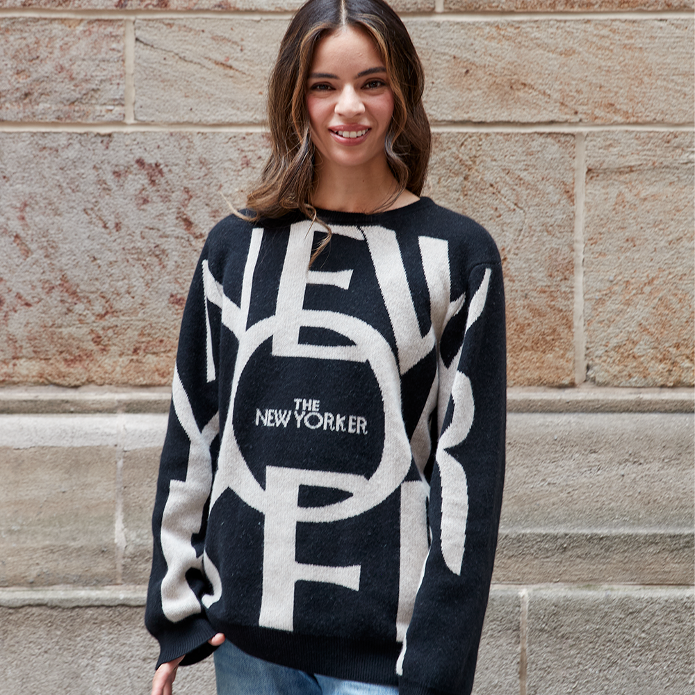 Garin x The New Yorker Cashmere Sweater in Black Front