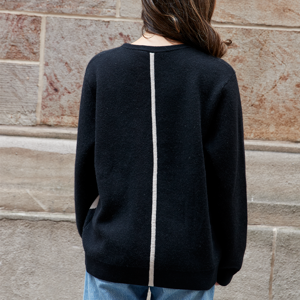 Garin x The New Yorker Cashmere Sweater in Black Back