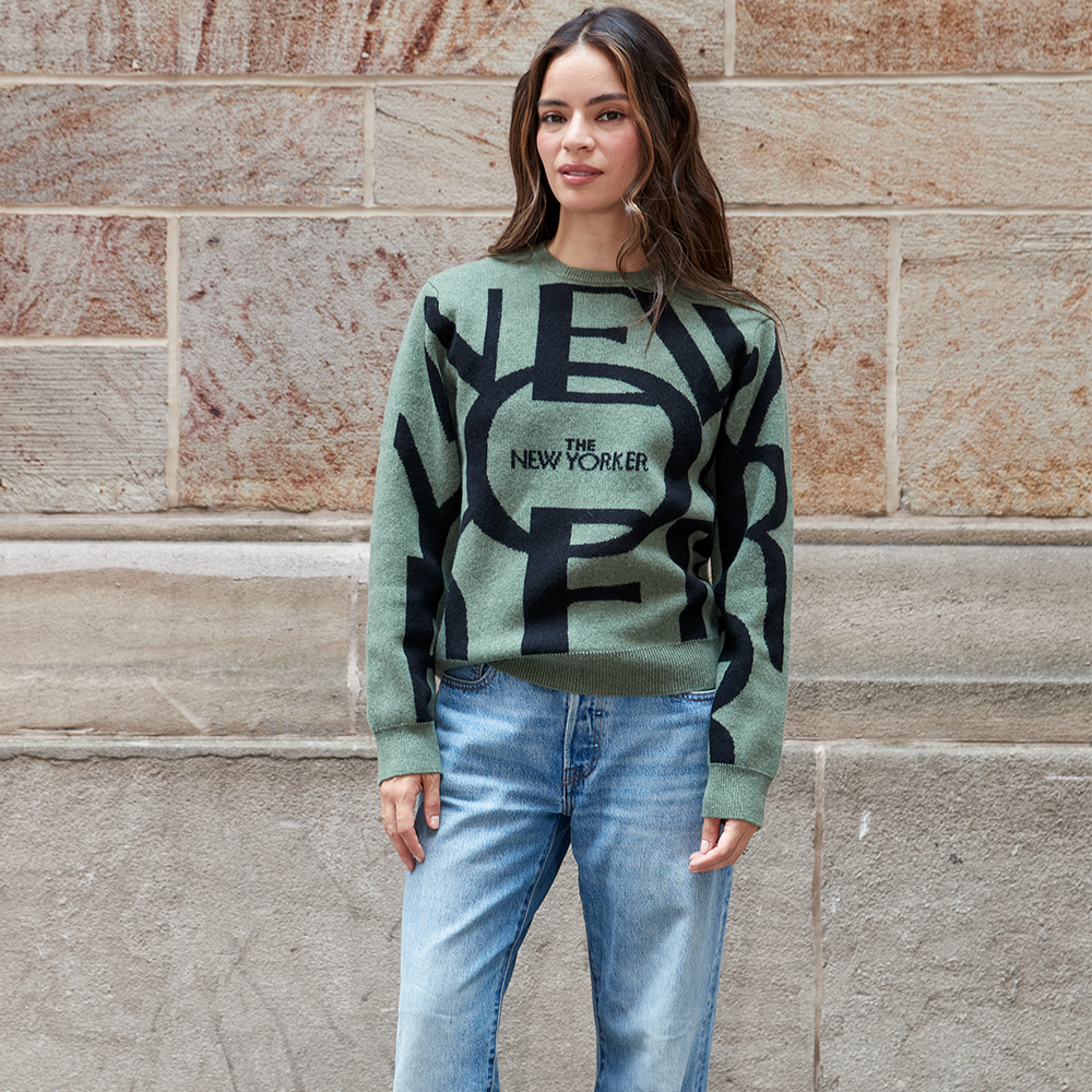 Garin x The New Yorker Cashmere Sweater in Sage Front