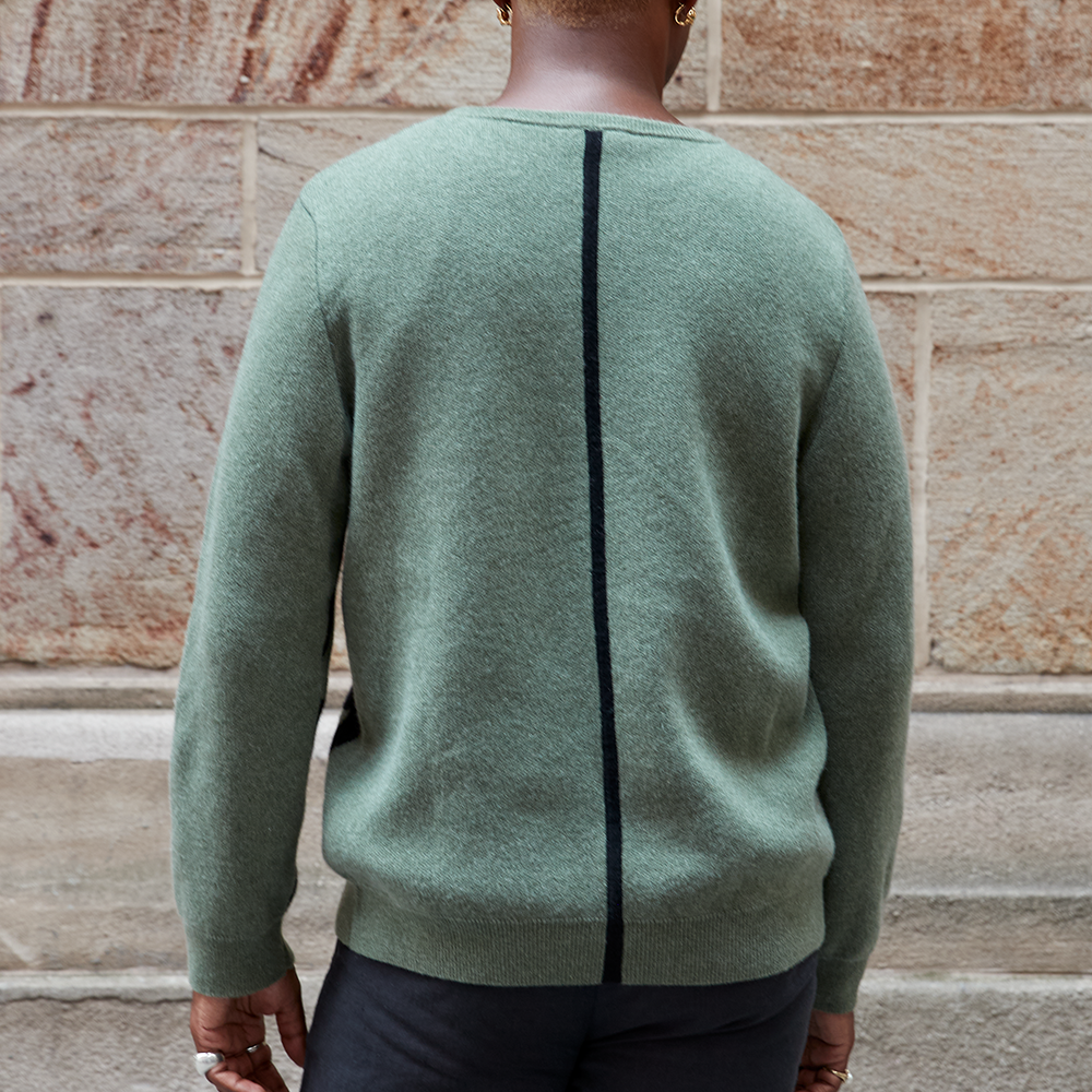 Garin x The New Yorker Cashmere Sweater in Sage Back